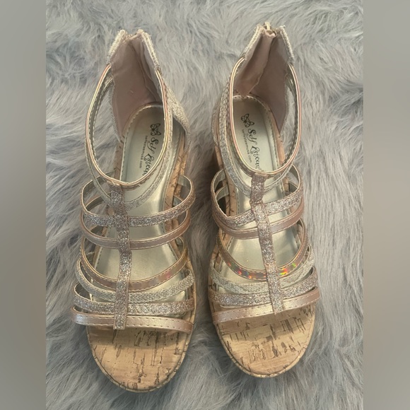 Shoes - Self Esteem Snakeskin Glitter Wedges